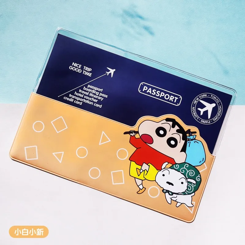 Etui na paszport PVC Crayon Shin-chan, wodoodporne etui na dokumenty, kreskówkowe okładki na paszport, uniwersalny folder na karty ID