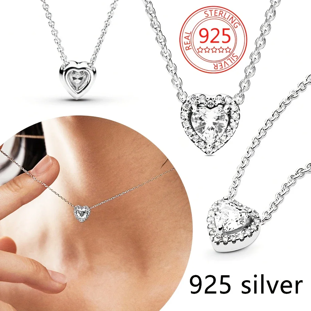 2024 New Hot Original 925 Sterling Silver Heart Shaped Jewelry Sets Ring Earring Necklaces Ring for Women Gift Fine Jewelry