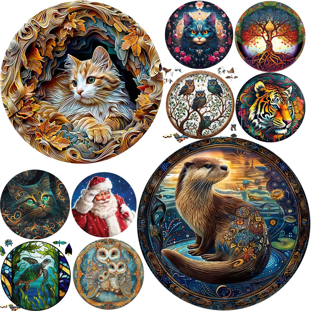 

A Sad Cat Wooden Animal Decompressed Puzzle for Adult Kids Lovely Tiger High Quality Puzzle Brain Twister Wood Jigsaws