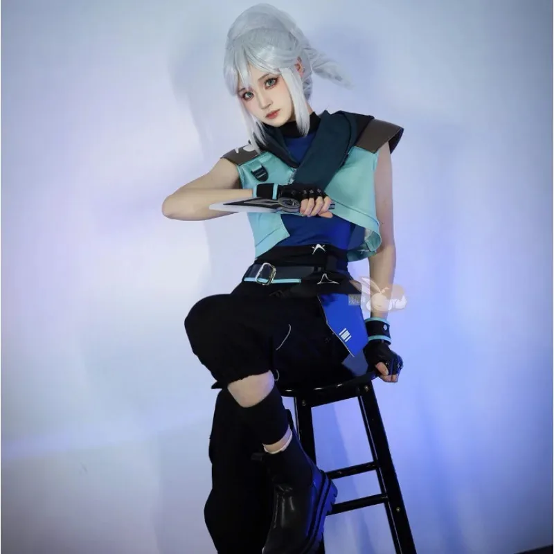 

Game VALORANT Jett Cosplay Costume Fighting Uniform Accessories Full Set Hero Character Dress Up Anime Carnival Party Outfitsx;8