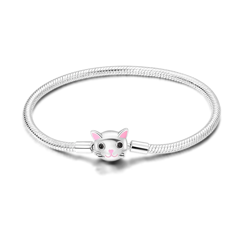 

Bracelet Silver 100% 925 Original Cute Cat Snake Bone Chain Fit DIY Charms Birthday Fashion Jewelry Gifts 2023 Hot