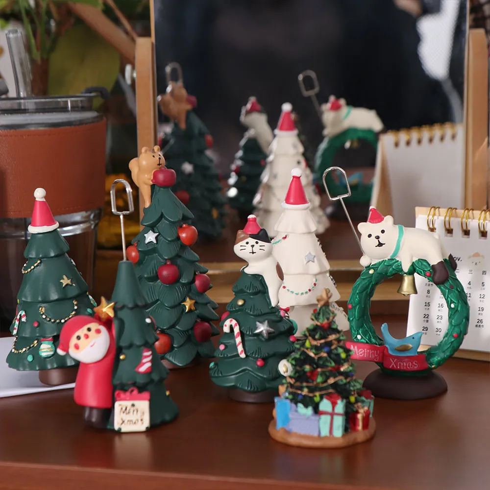 Kawaii Japan Zakka Christmas Figurine Cartoon Exquisite Resin Christmas Tree Ornament Creative Romance