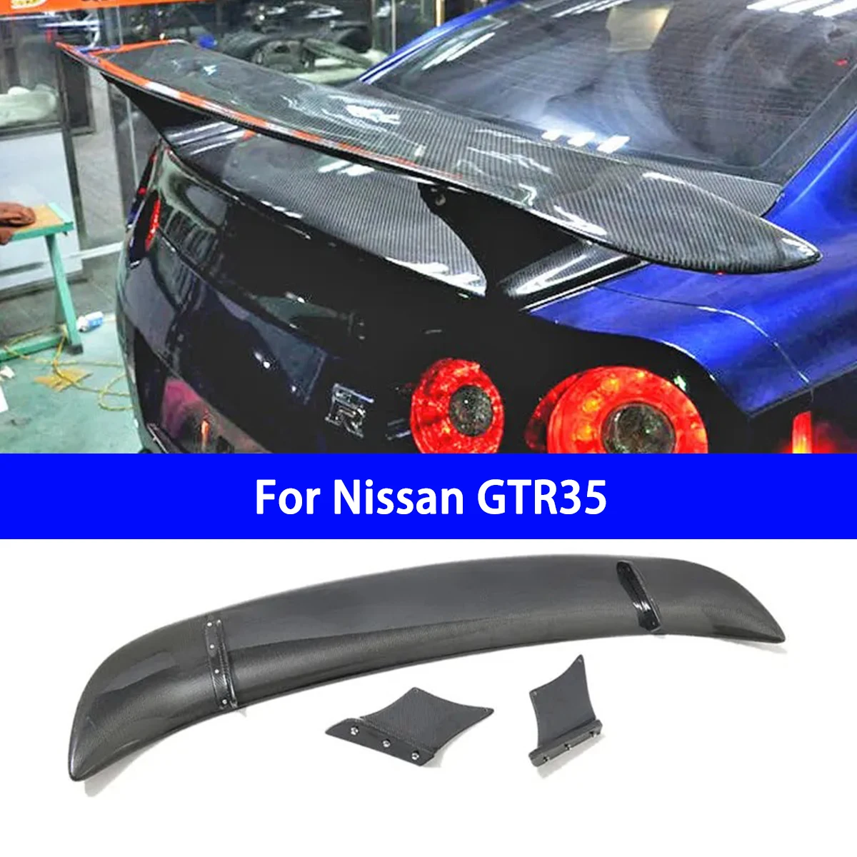 For Nissan GTR35 True Carbon Fiber VC Style& Nismo & Varis  Modified Wide Body Tail Spoiler Top Wing