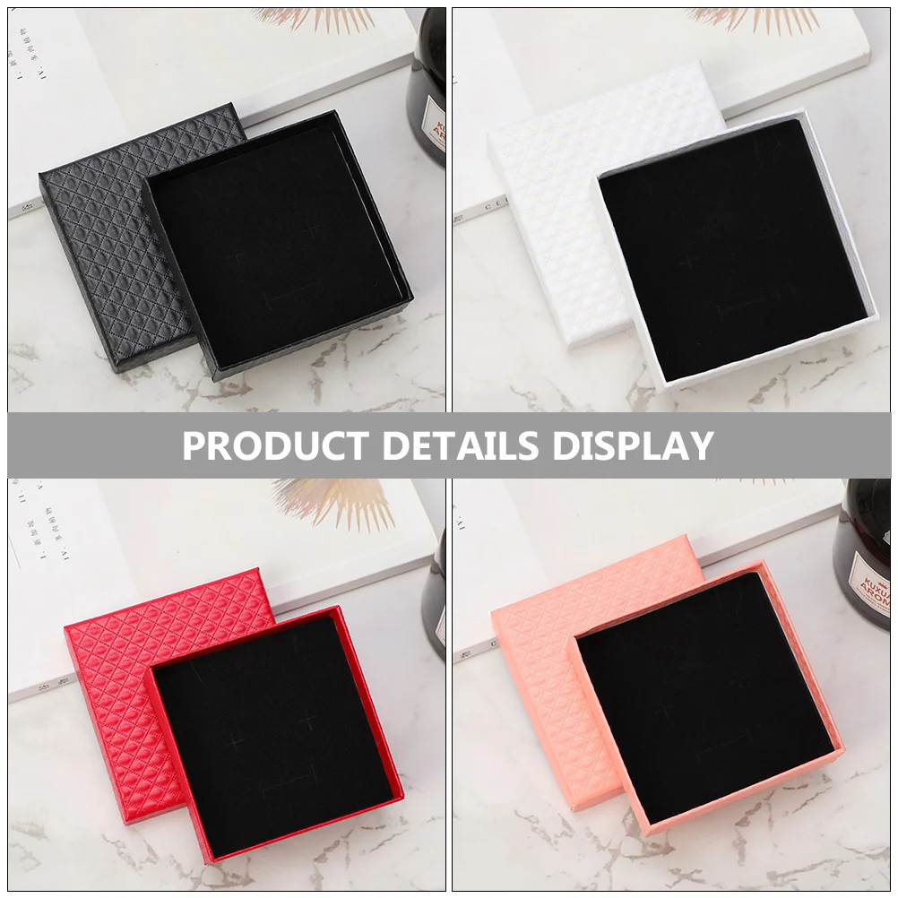 4 قطعة صندوق منظم المجوهرات من الورق المقوى الدائري القرط قلادة تغليف الهدايا حقيبة للتخزين المدمجة المحمولة لعرض المجوهرات #5