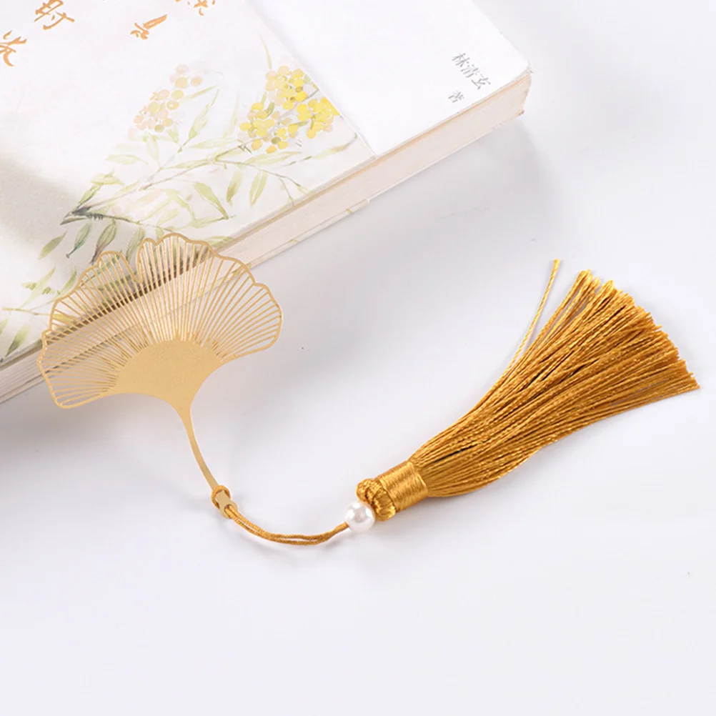 

4Pcs Creative Chinese Style Ginkgo Leaf Bookmark Tassel Brass Hollow Page Marker for Books Scrapbooks Decorative Gift