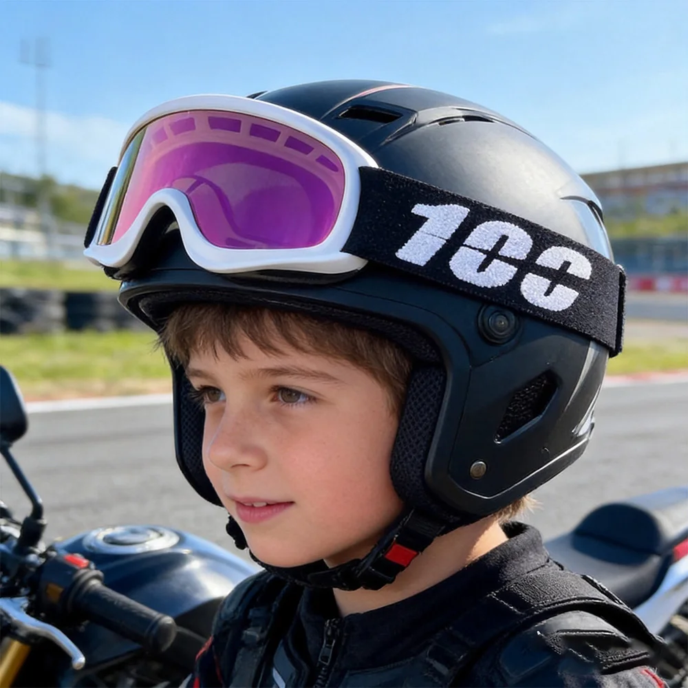 Kinderfahrradbrillen und Motorradhelmbrillen, geeignet zum Skifahren, Skaten, winddicht und für Kinder im Alter von 3 bis 12 Jahren – Detail 2