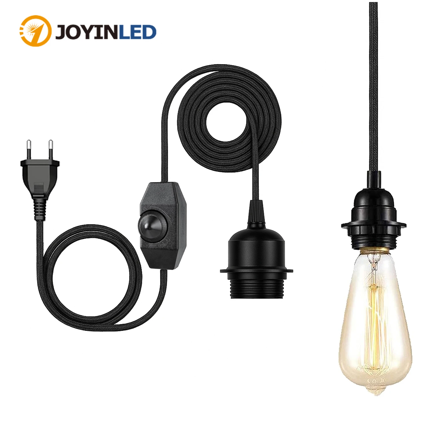 Plug in Pendant Light Cord 4.5M Hanging Light Kit E26/E27 Socket Lamp Bases Hanging Lamp Cord with On/Off Dimmable Switch EU/US