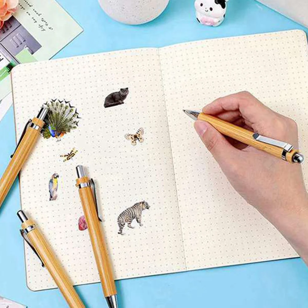 35 pezzi forniture per ufficio e scuola penna sostenibile penna a sfera retrattile in bambù strumento di scrittura (inchiostro nero)