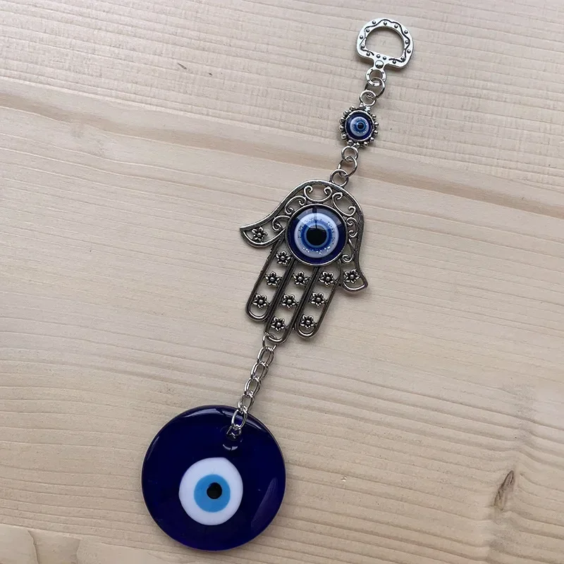 Wall Hanging Pendant Amulet Lucky Charm Blessing Protection Gift Turkish Blue Evil Eye Hamsa Hand Flower for Home Decoration