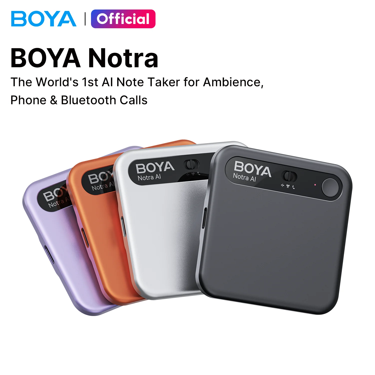 

BOYA Notra AI Voice Recorder 140+ Languages Transcription Summary,App Control,Cloud Sync,MagSafe,Ai Note for Meetings Interview