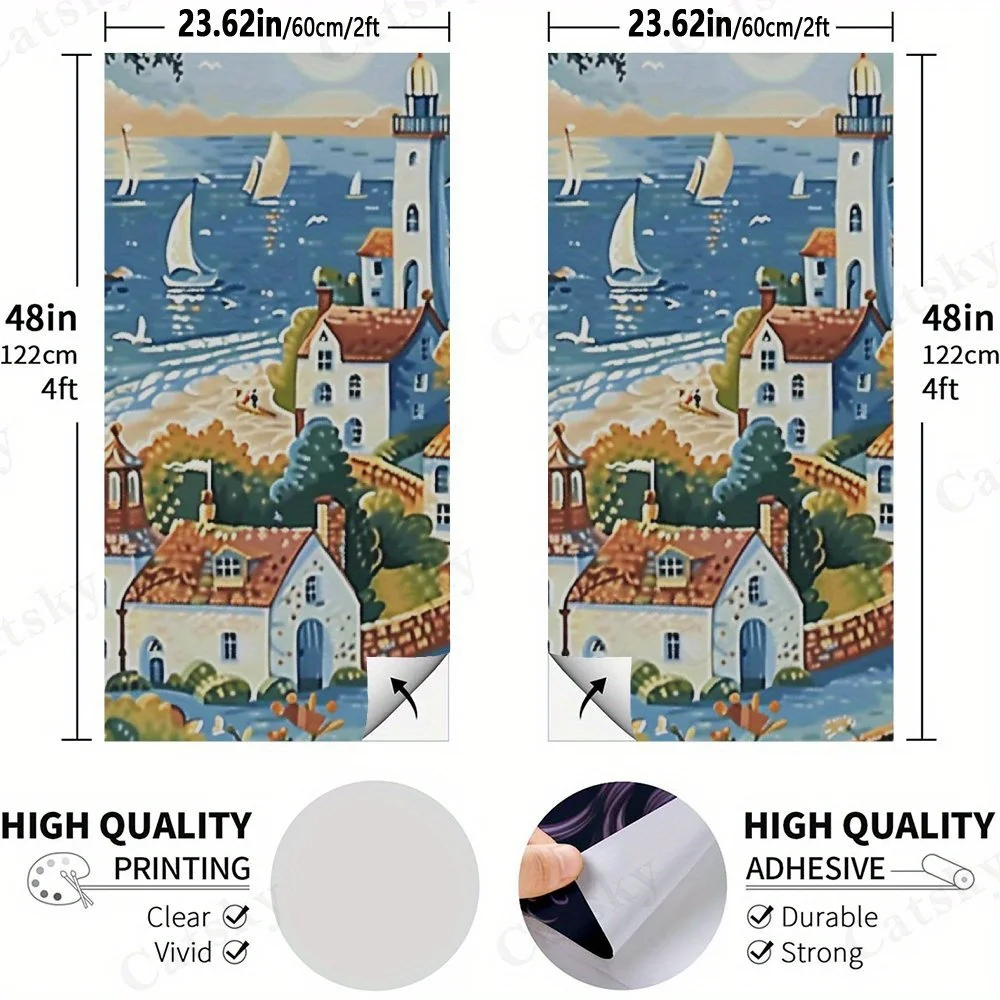 Coastal Town View   Sandbag Board Sticker.This sandbag board sticker is made from high-quality materials, offering excellent dur