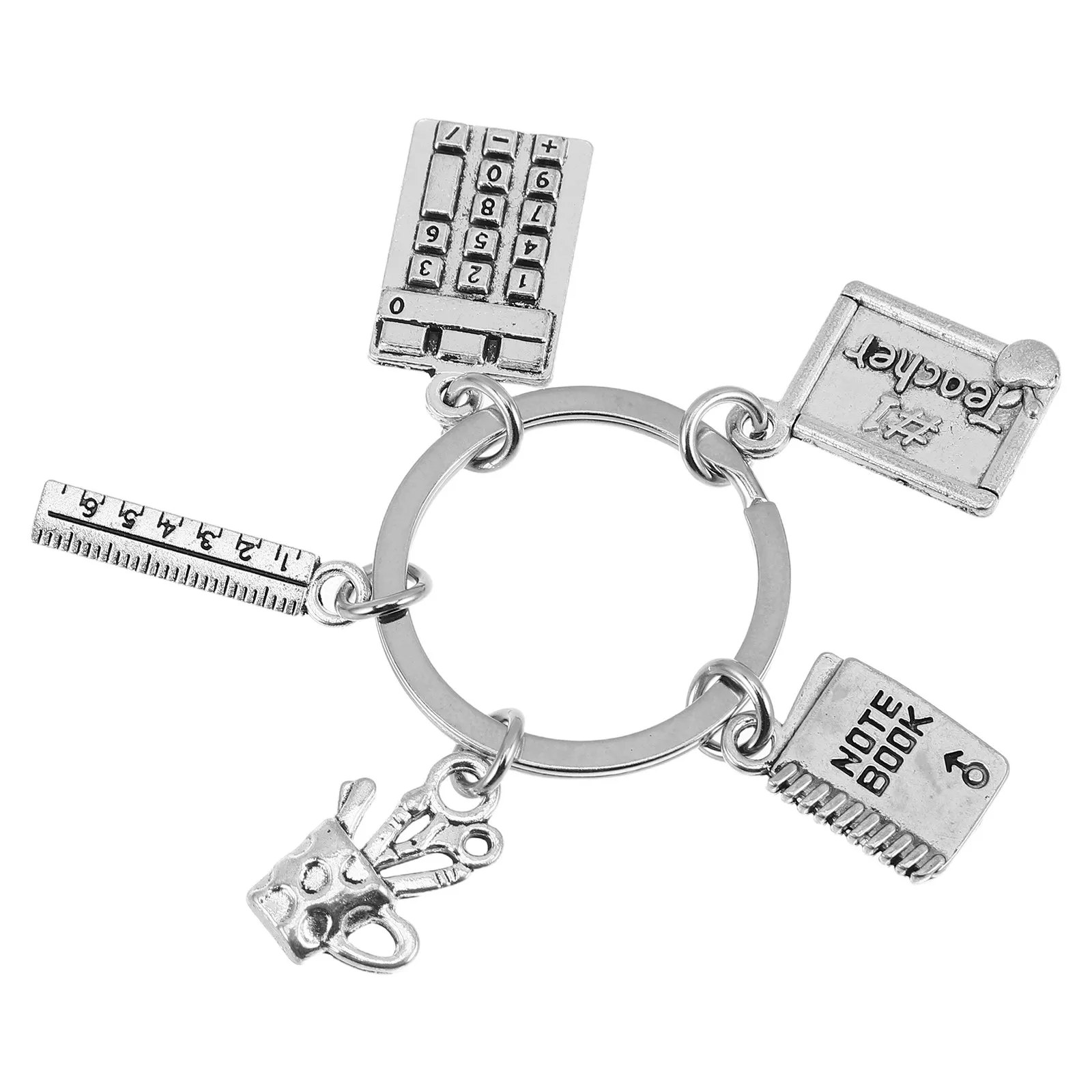 Teacher Appreciation Keychain Zinc Alloy Book Ruler Calculator Charms Backpack Pendant Graduation Back to School Gift