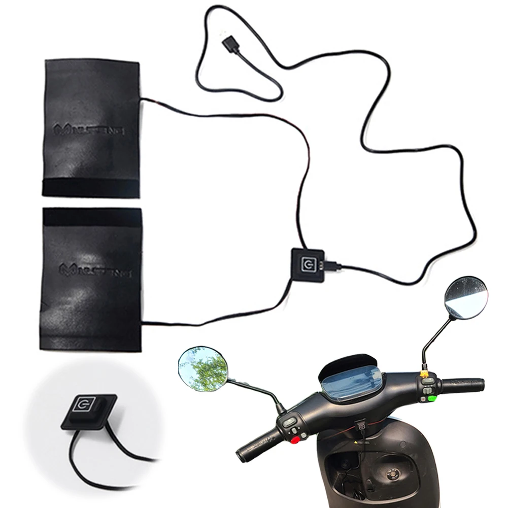 ساخنة دراجة نارية المقود القبضات دفئا USB مكافحة زلة تسخين كهربائي غطاء مقبض 3 والعتاد مقاوم للماء مكافحة الاهتزاز الساخن المقود #1