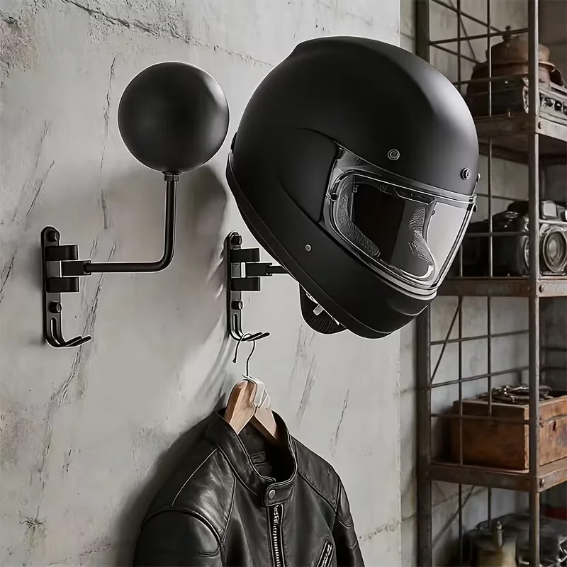 Motorcycle Helmet Rack Non-Perforated Wall Hanger Safety Hat Holder Display Stand - Organize Your Headwear with Style