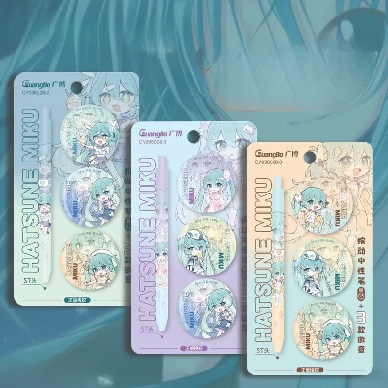 

Genuine Hatsune Miku Kawaii anime peripheral creative badge neutral pen one 3 barji set cute clothes bag accessories wholesale