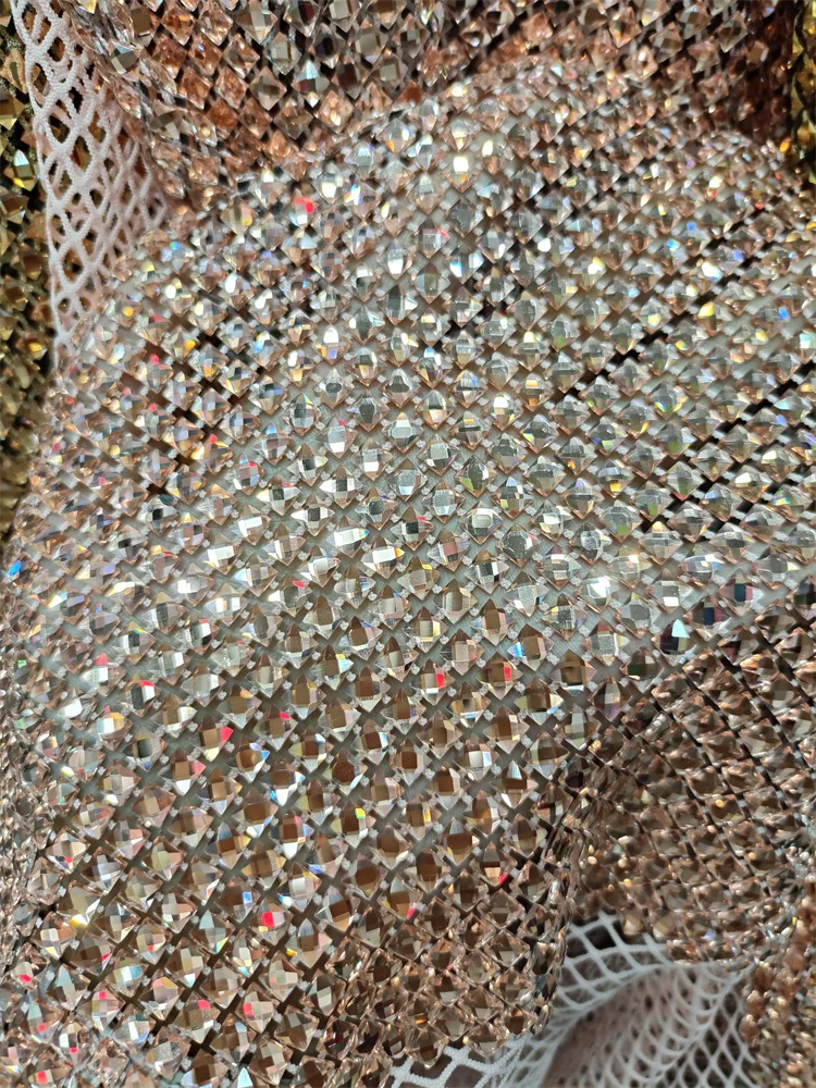 6*6 Crystal DIY Rhinestone Mesh Fabric Sewing Ribbon Net Lace Fabric With twinkle Stones Many Colors 5Yards