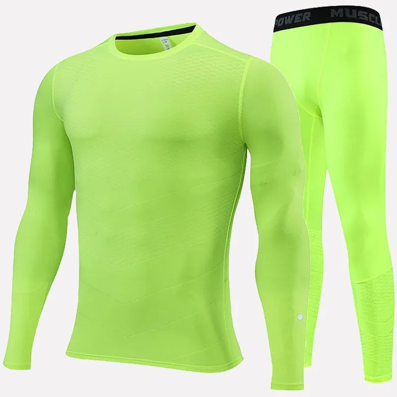 Men Adults Kids GYM Suit Fitness Running Hiking Skiing Tight Sets Children Sport Basketball Football Long Shirt + Leggings Pants