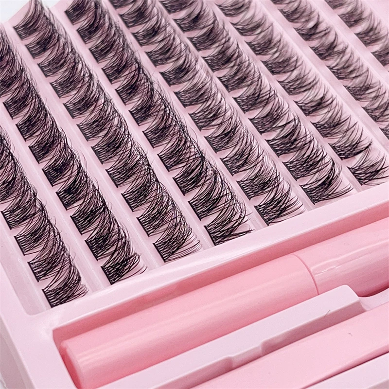 10 rows/Trays  Multi-layer DIY Pre-made cluster eyelash  glue tweezers combo pack With Personalized