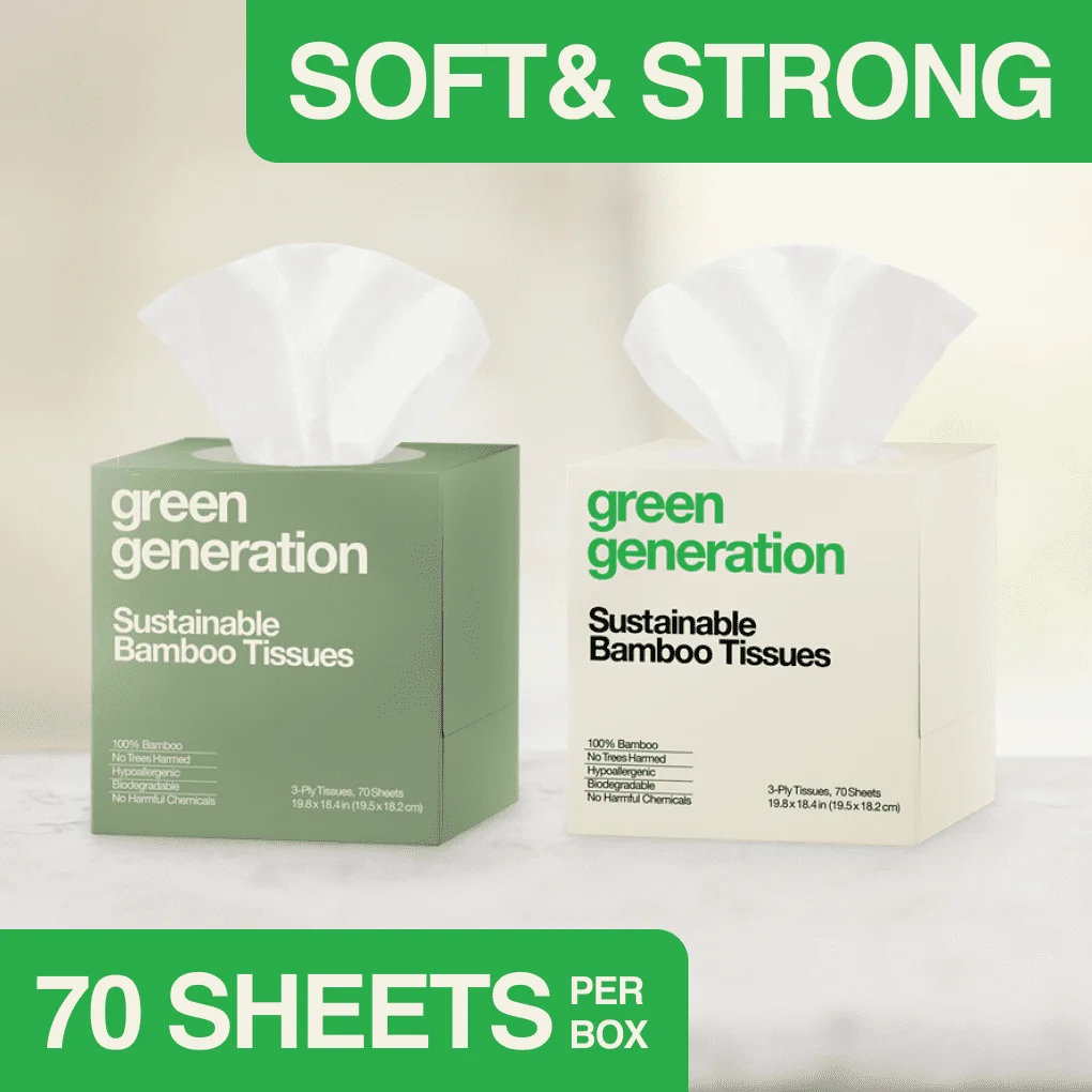 Sustainable Bamboo Facial Tissues, 3 Ply, 70 Sheets per Box, 12 Boxes Paper towels provide a quality experience with comfort