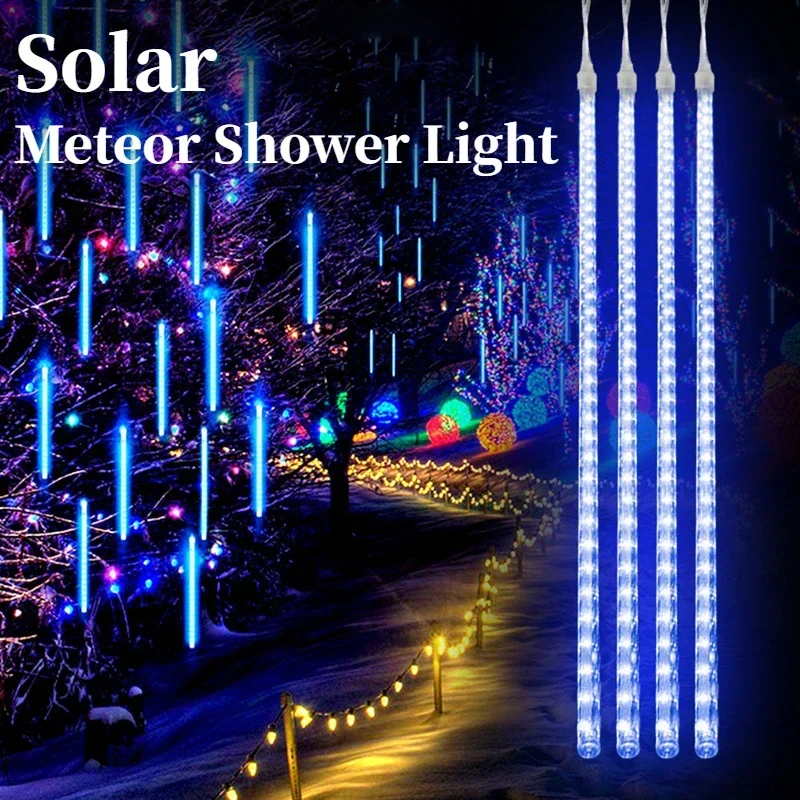 LED Meteor Shower Solar Light Outdoor Waterproof Holiday Lights Solar Garden Lights Christmas Decoration Home Street Garland