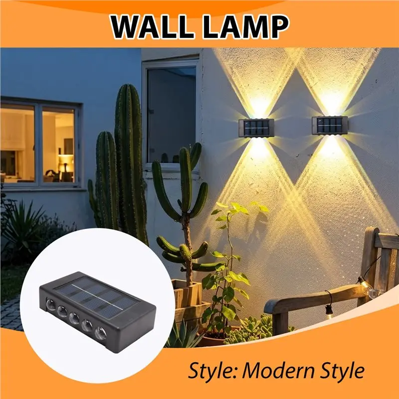 TFTP-Solar Outdoor Wall Light Waterproof Garden Decor Lights Up Down Light Wall Waterproof External Wall Washer Solar Lamp