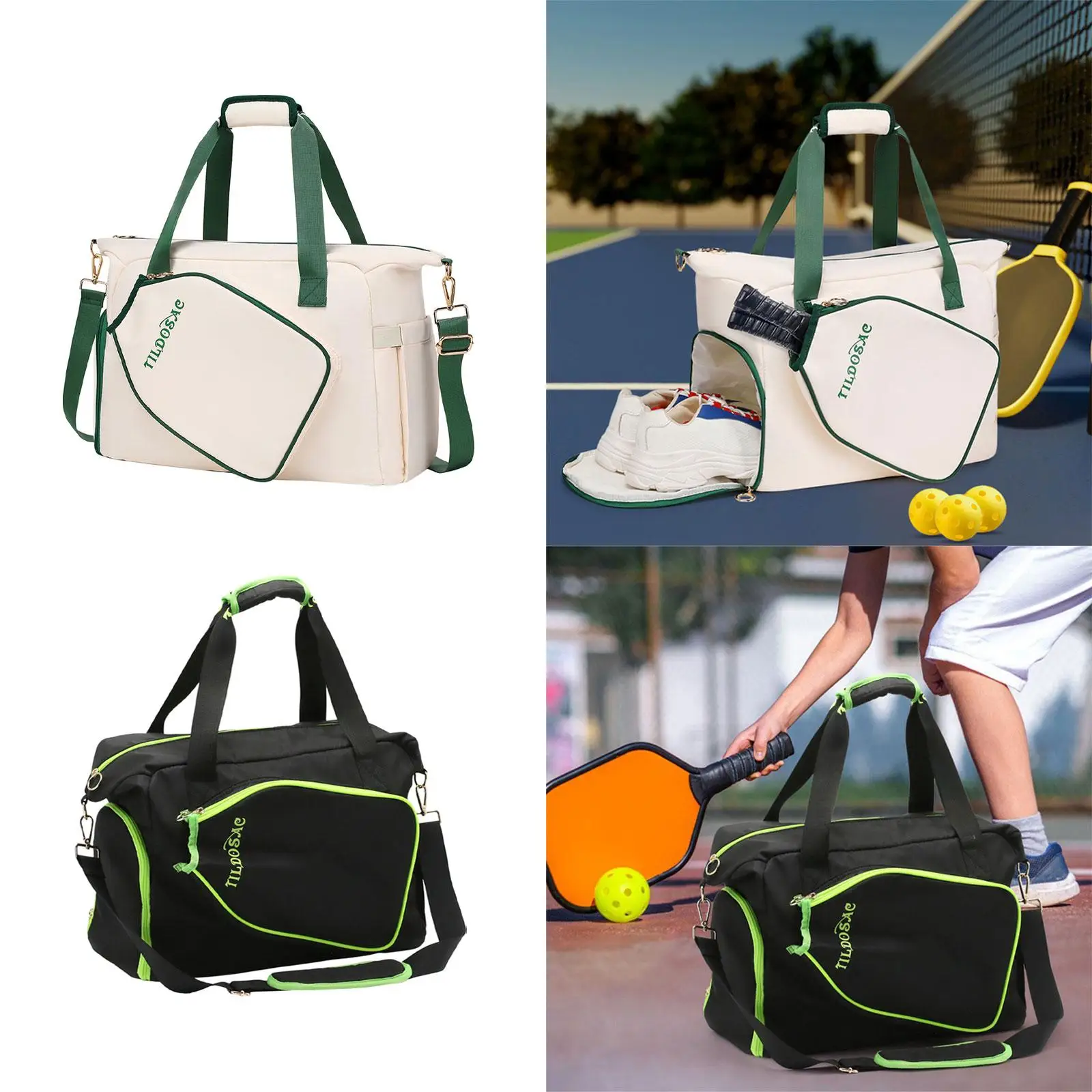 Large Pickleball Equipment Bag with Shoe Storage for Players Men Women