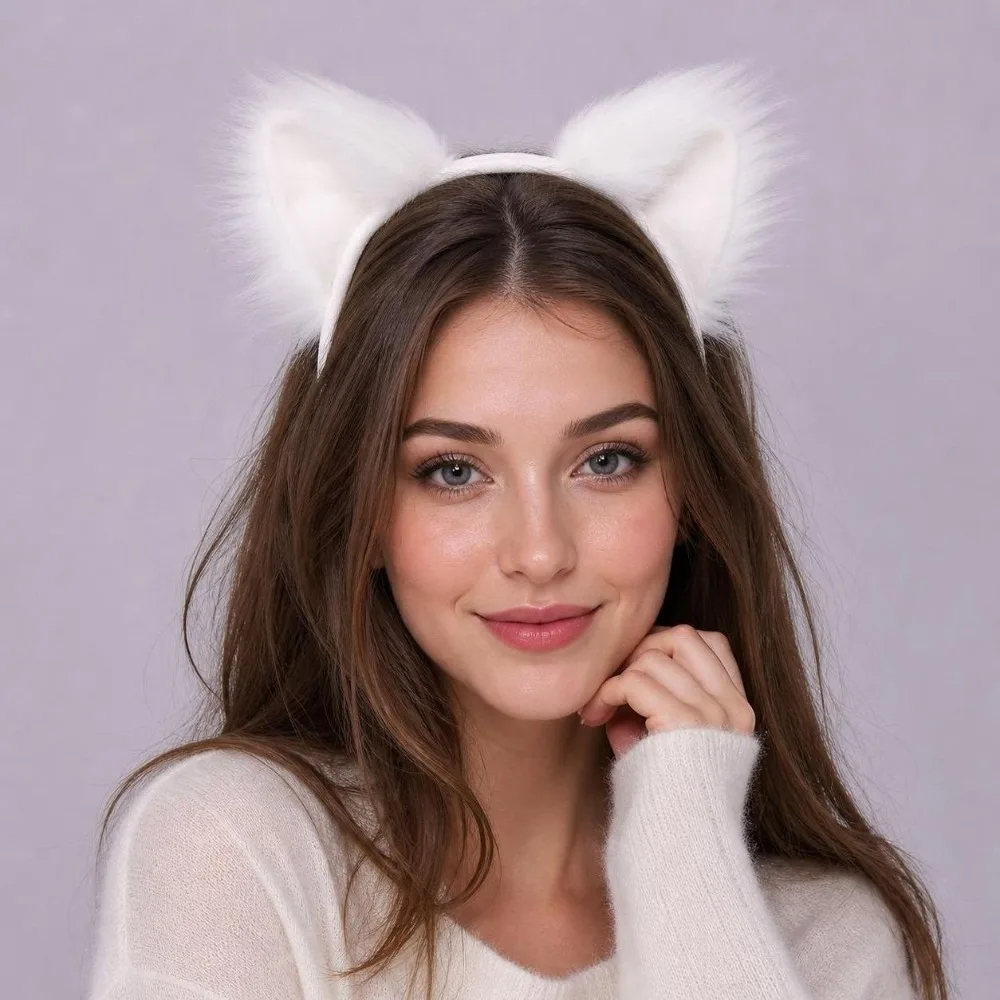 Multicolor Faux Fur Cat Ears Fluffy Realistic Texture Flexible Cosplay Ears Hair Hoop Comfortable Japanese Style Animal Headband