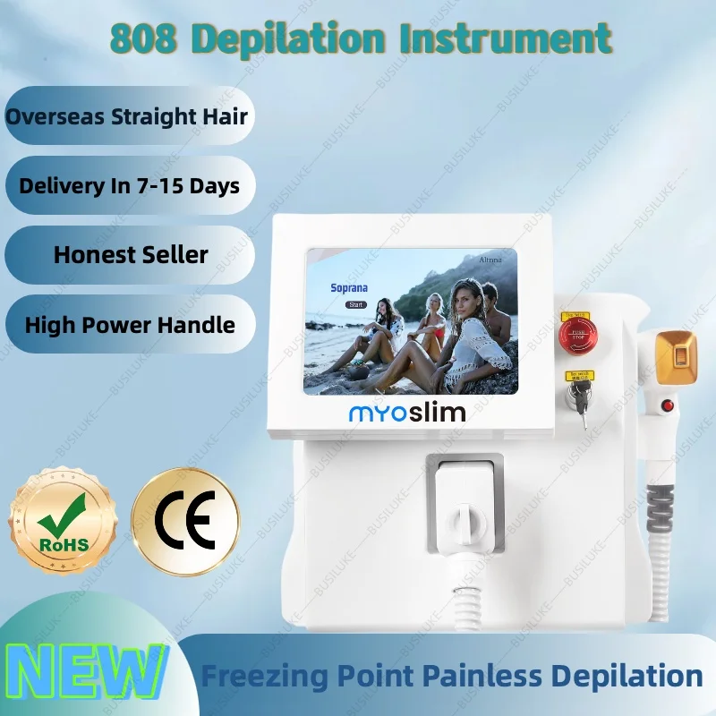 

808 Alexandrite Hair Removal Laser Diode Machine 3800W Ice Platinum Body Face Underarm Cooling Head Permanent Painless Epilator