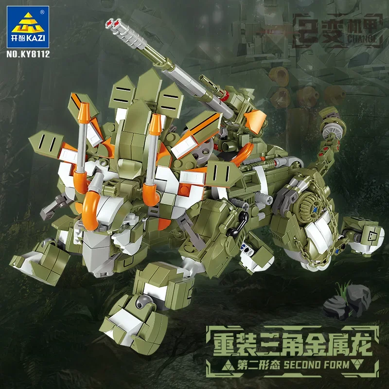 Kaizhi two change Mech triangle metal dragon decoration model children boys pieced together assembling building blocks toys