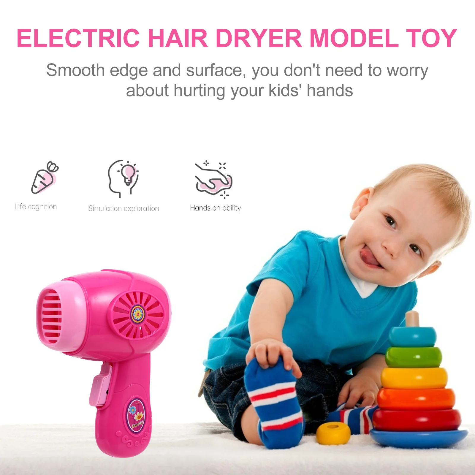 

1Pcs Mini Pretend Play Electric Hair Dryer Simulation Home Appliance Prop Kid Hand-Eye Coordination Development