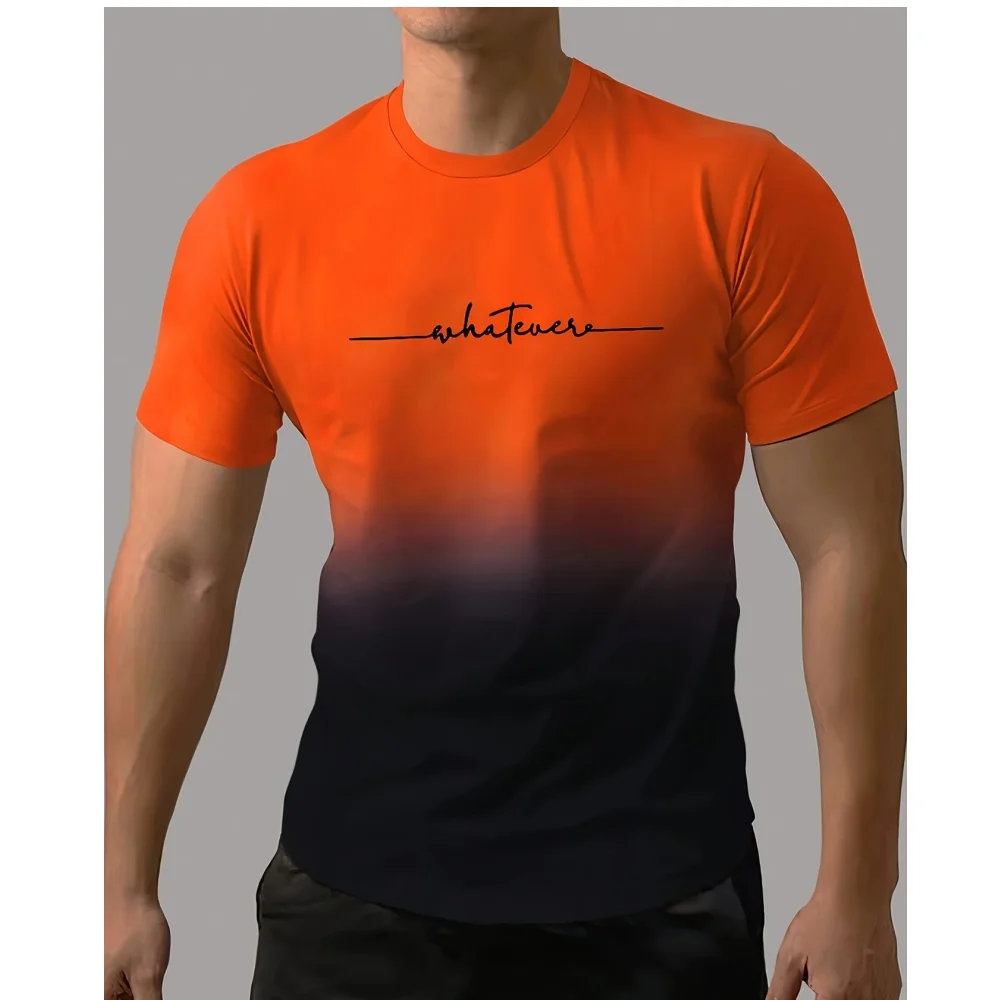 Herren T-Shirt Farbverlauf Stil "was auch immer" Muster druck Herren bequeme schicke T-Shirt Kurzarm schnell trocknende übergroße Kleidung Tops