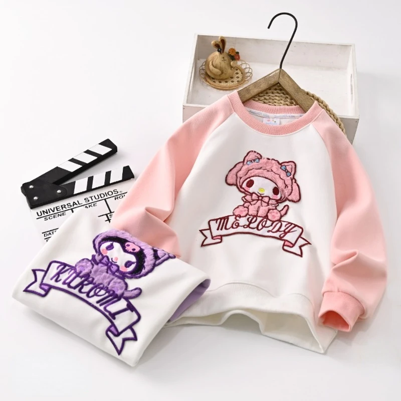 

Sanrio Hello Kitty Kuromi My Melody Cinnamoroll Shoulder Wipe Round Neck Children Clothing Casual Sweater Sleeve Girl Autumn