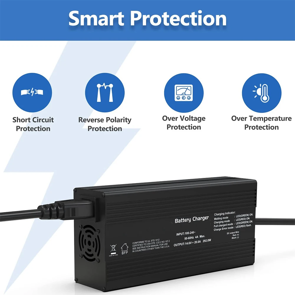 14.6v 20a 10amp lifepo4 carro trickle carregador 4S 12 volts 20amp ciclo profundo marinho solar 12 v 10a lítio ferro fosfato carrinho de golfe rv