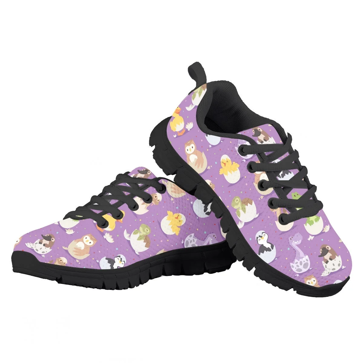 Brand Design Kawaii Chicken in Eggshell Pattern Children Running Shoes Mesh Shock Absorbing Running Sneakers Outdoor Work Flats