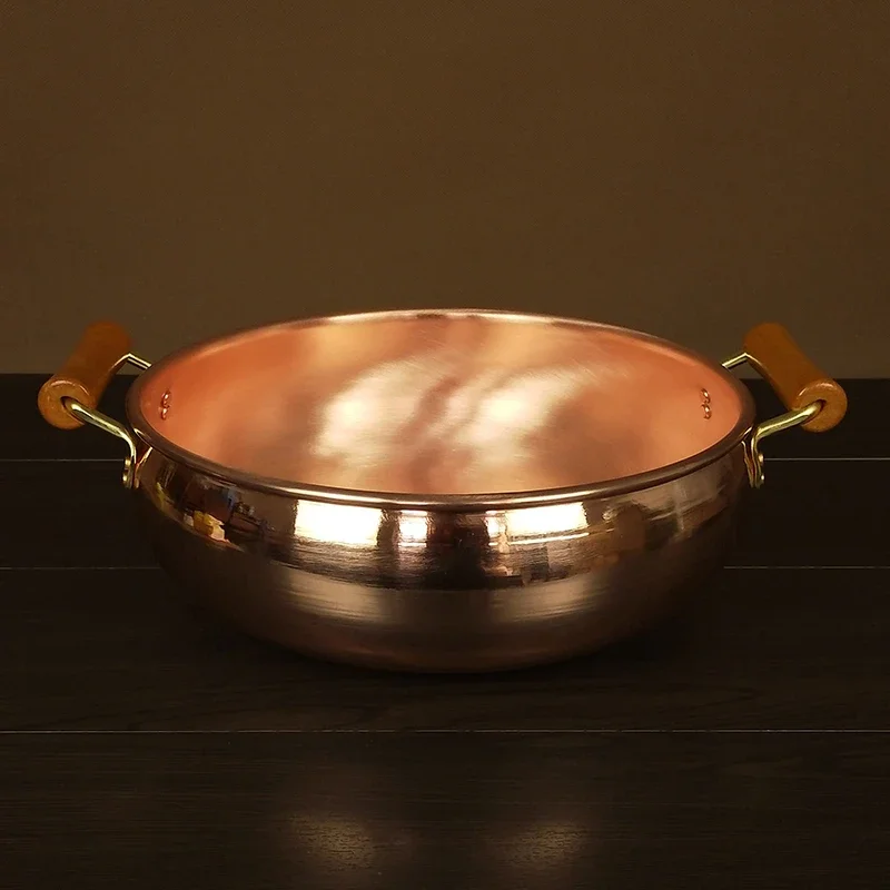 Anti scalding handle copper hotpot Old copper pot Induction cooker copper Soup pot Shabu Shabu Domestic hot pot pots