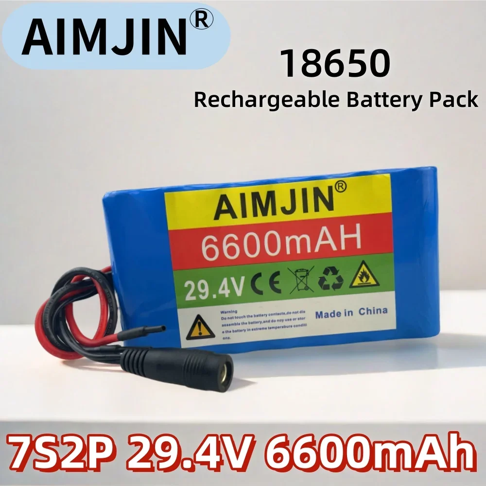 

7S2P 29.4V 6600mAh 18650 lithium-ion rechargeable battery pack, electric bicycle, electric balance skateboard, etc.