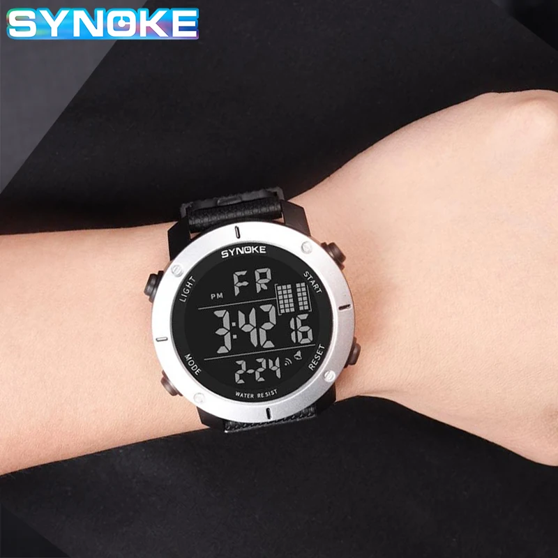 SYNOKE Sport Men Digital Watch 50M Waterproof Shock Military Sports Watch Male Watches Swimming Diving