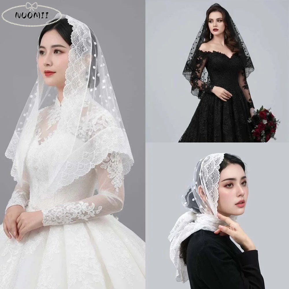 Head Gauze White Bridal Triangle Veil Mesh Black Tulle Spring Lace Scarf Headdress Hair Accessories Polka Dot Triangle Shawl