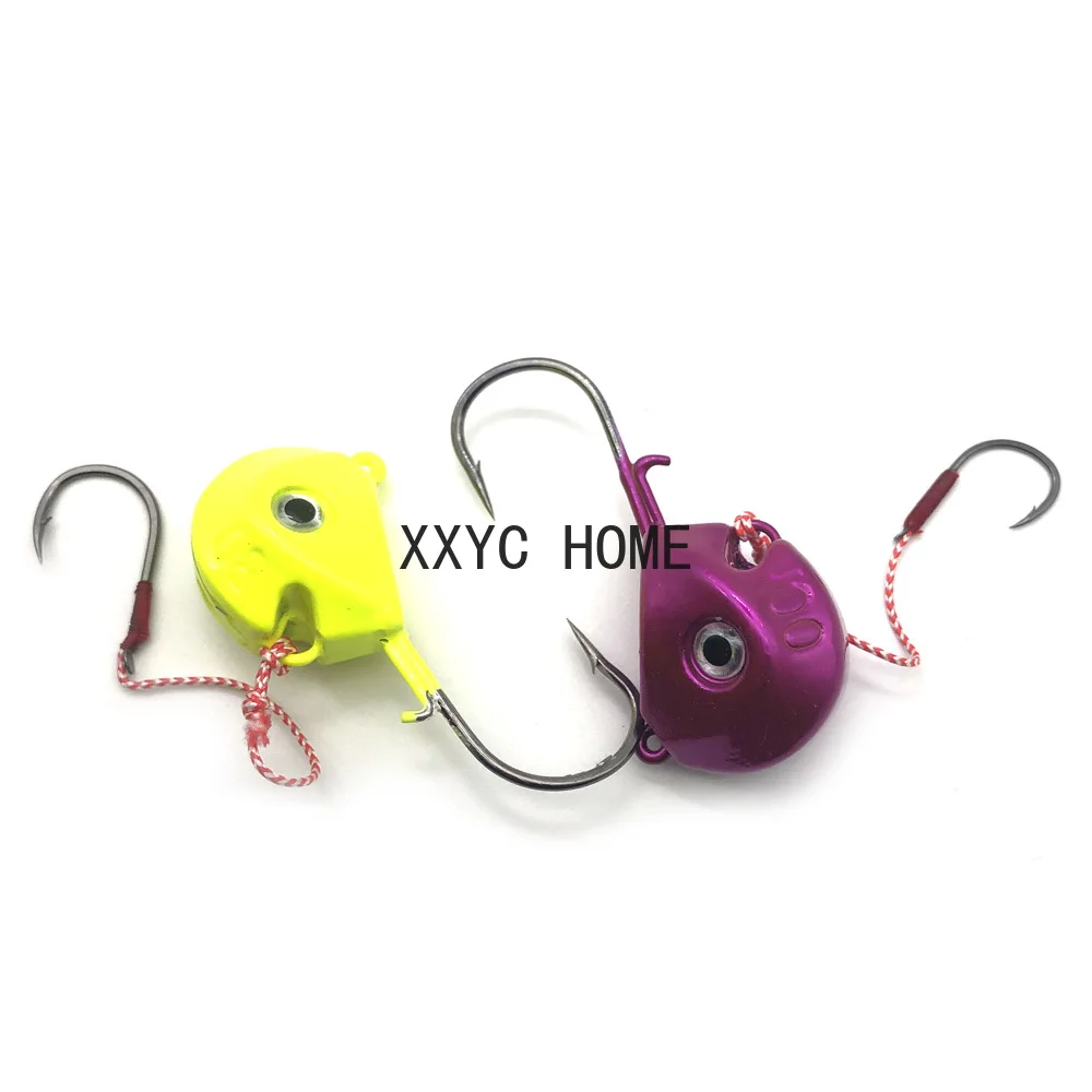 3pcs/lot Metal Jigs Head Fishing Hook 100g/120g/140g Barbed Mustad Hooks Deep Sea Ocean 3D Eyes Lures Fishhooks Jig Glow Hooks