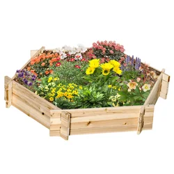 Wooden Raised Garden Bed, Hexagon Screwless Planters for Outdoor Plants, Vegetables, Flowers, Herbs, 39