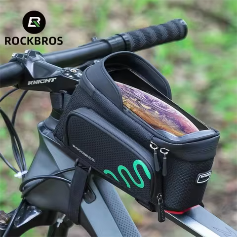 ROCKBROS Bike Bag Bicycle Front Frame Bag TPU Touch Screen Cell Phone Holder Road Mountain MTB Front Frame Top Tube Cycling Bag