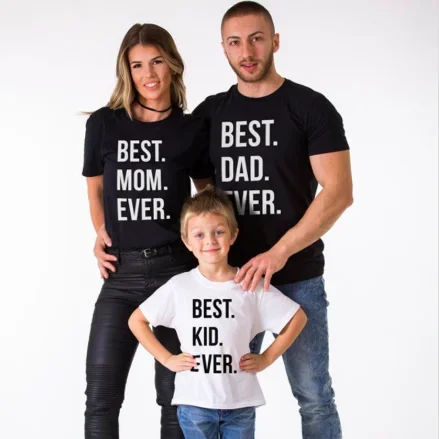 Best Ever DAD MOM KID Matching Family Outfits T- Shirts Mom and Dad and Children Summer Vacation T- Shirt