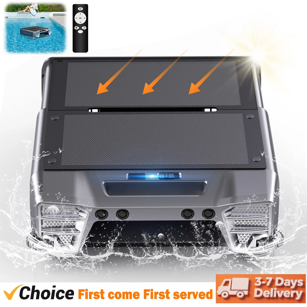

2026 Upgraded Solar Pool Skimmer 24 Hours Robotic Pool Cleaner with Remote Control Smart Obstacle Avoidance Dual Charging Option