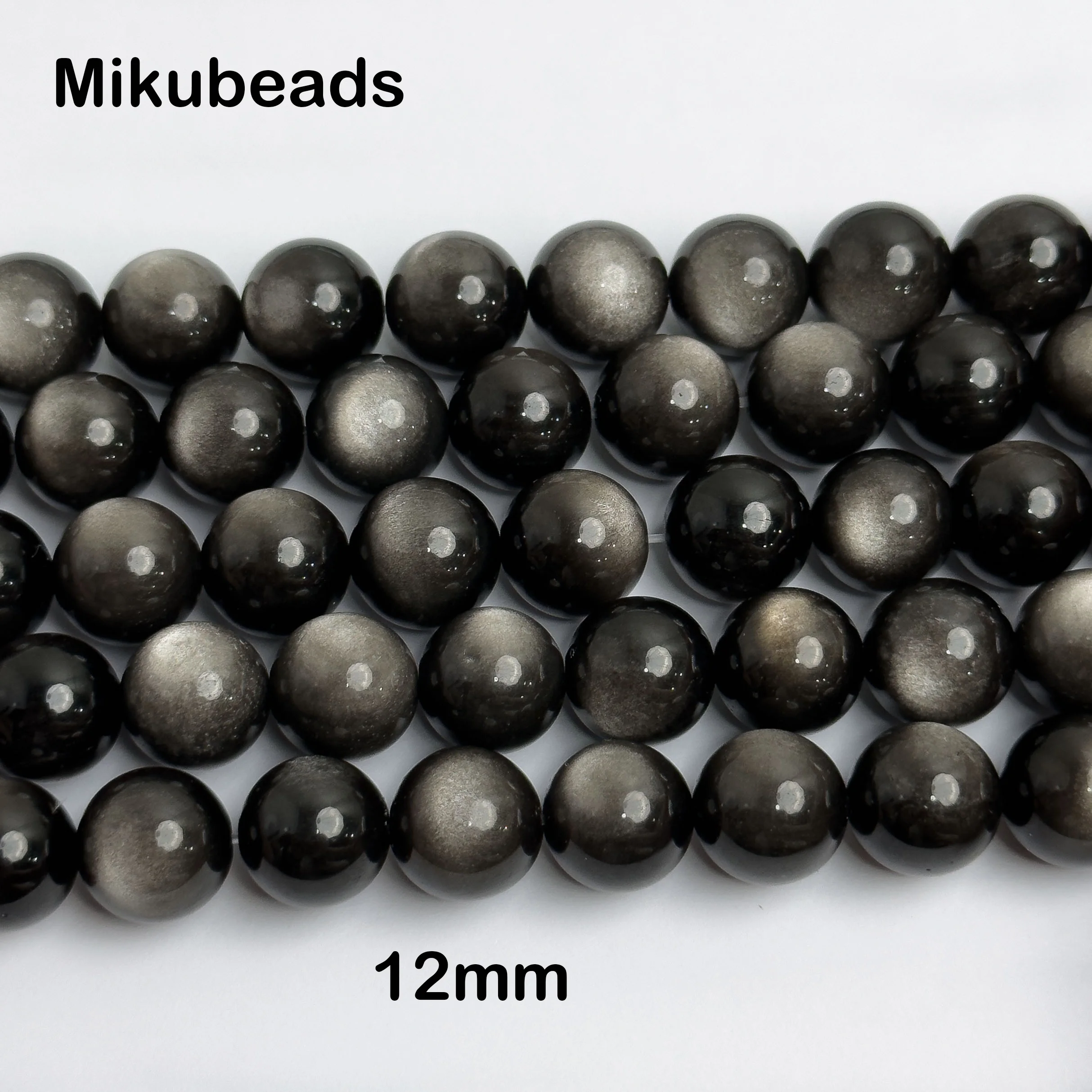 Perles Rondes et Lisses en Obsidienne Argentée Naturelle, 5A, 6mm, 8mm, pour Bijoux de Direction, Bracelet et Collier à Faire Soi-Même, Vente en Gros