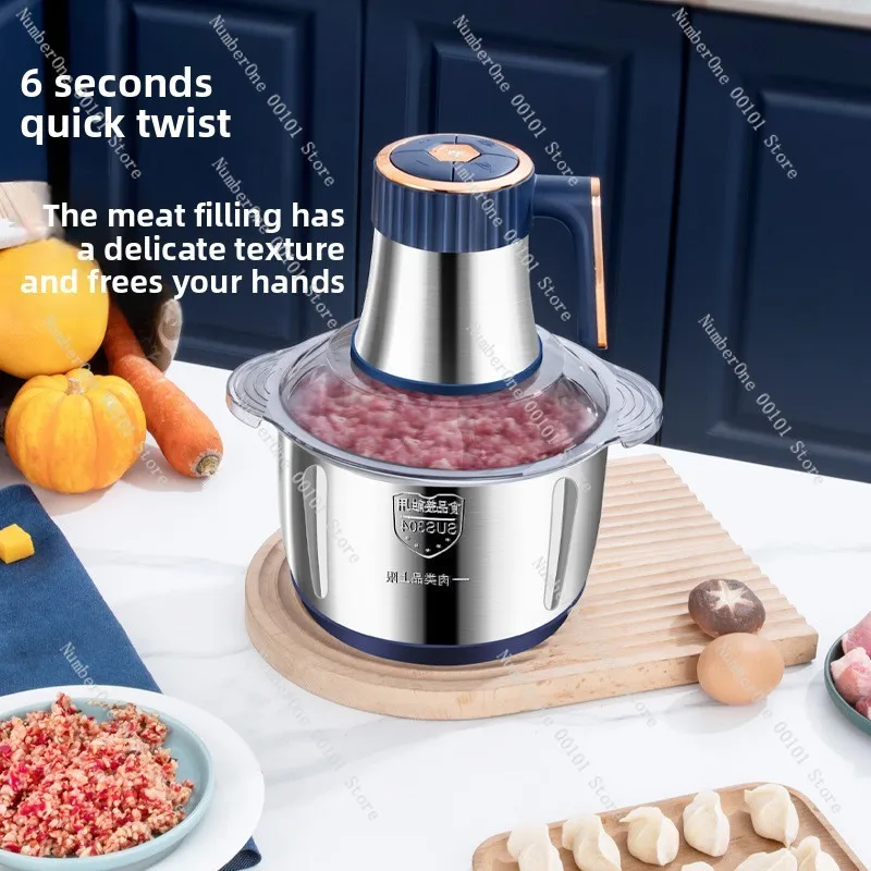 5L Large Capacity Stainless Steel Automatic Meat Grinder for Household Blending