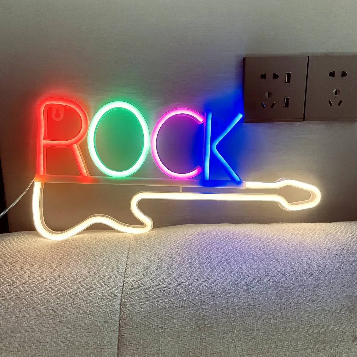 Rock Music Neon Signs Guitar Wall Hang Decor USB Led Art  for Christmas Bedroom Party Rock Studio Bar Club Disco Party Neon