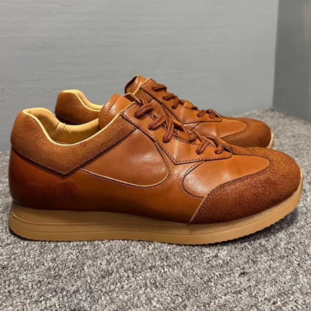 High-end casual training shoes for men - genuine leather, retro style, comfortable and casual sneakers