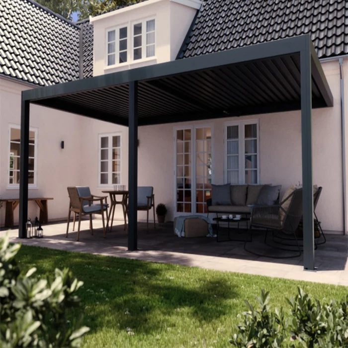Fully Automatic Bioclimatic Retractable Aluminum Pergola Waterproof Louvered Roof Electric Folding Shade Outdoor Garden Balcony