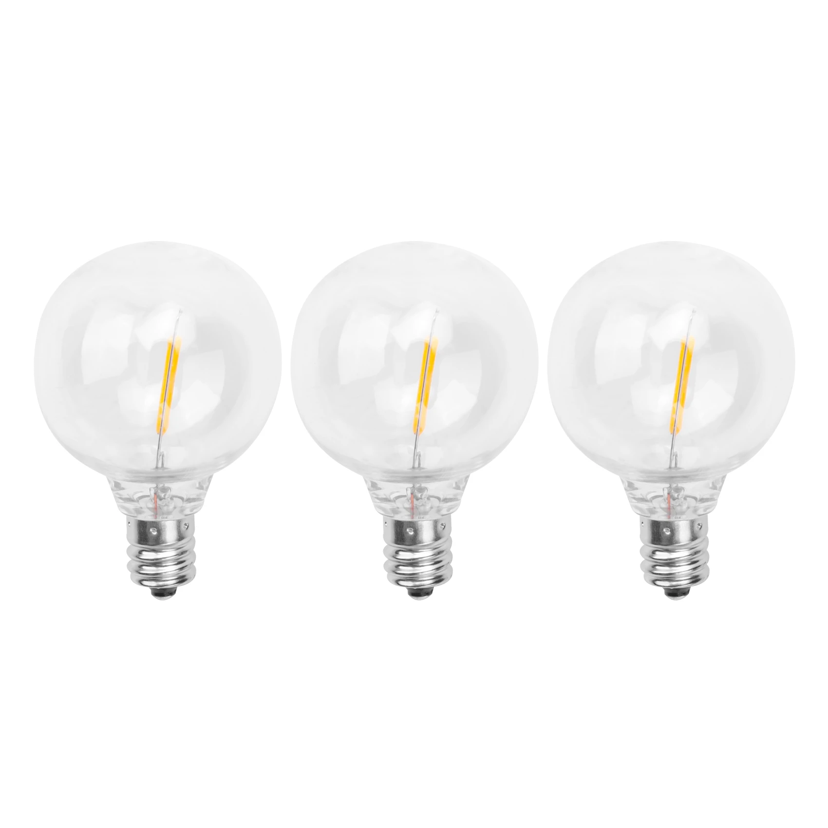 Ampoules globe LED incassables pour guirlandes lumineuses solaires, ampoules de rechange, base à vis E12, blanc chaud, G40, 3 pièces