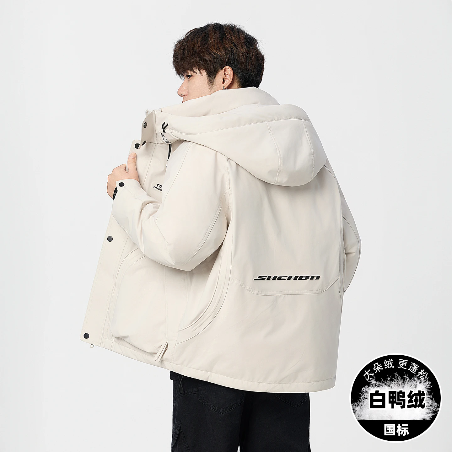 Casual Warm Hooded Duck Down Jackets 2025 Winter Windproof Puffer Coats High Streetwear Thicken Padded Parkas Youth Top Clothing